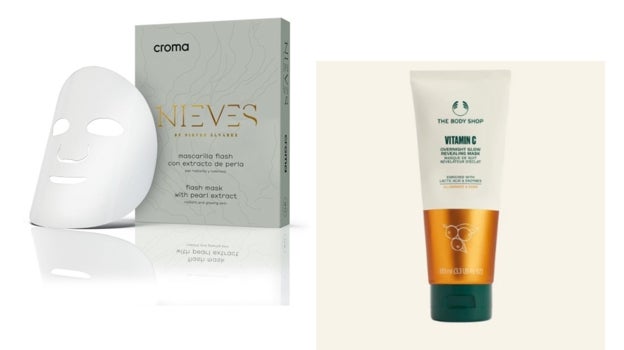 Mascarillas: Croma, con extracto de perla, y The Body Shop, con vitamina C, disponible en Miravia.