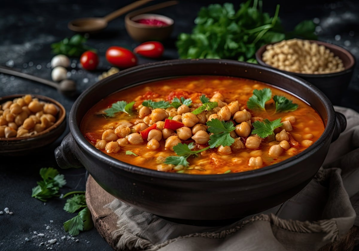 Garbanzos con cúrcuma.