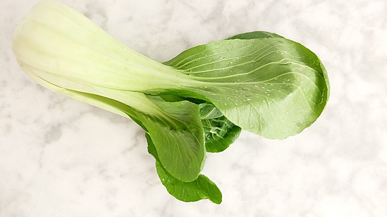 Hoja limpia de pak choi.