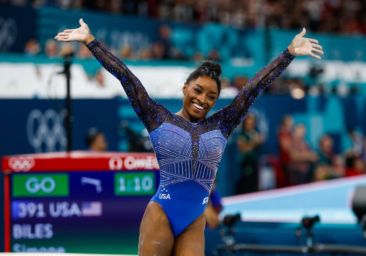 Simone Biles, durante la competición en los Juegos Olímpicos de París 2024.