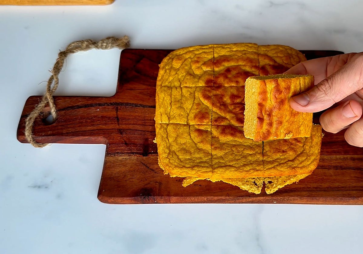 Así queda el bizcocho de mango del Chef Bosquet.