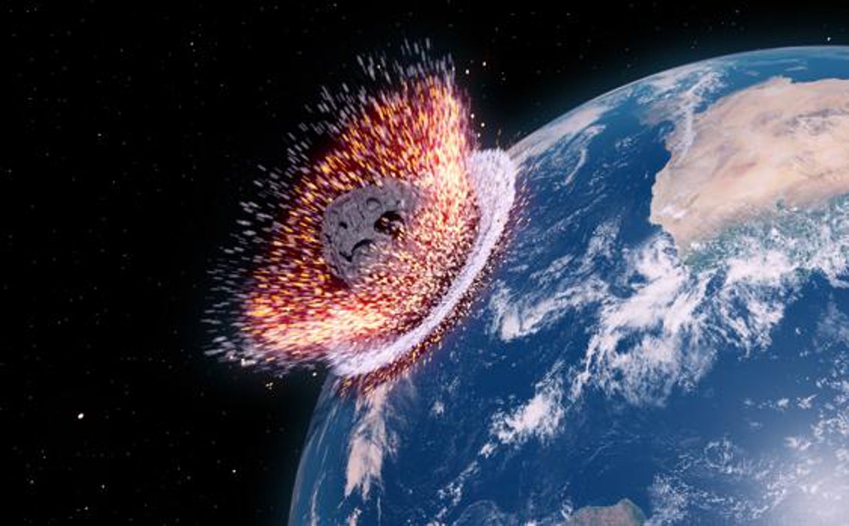 Recreación de un meteorito impactando con la Tierra