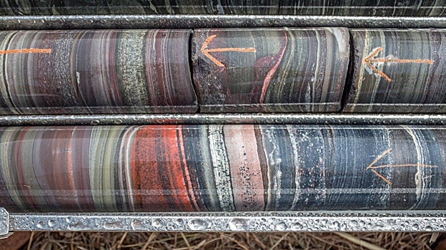 Núcleo extraído de formaciones de hierro bandeado