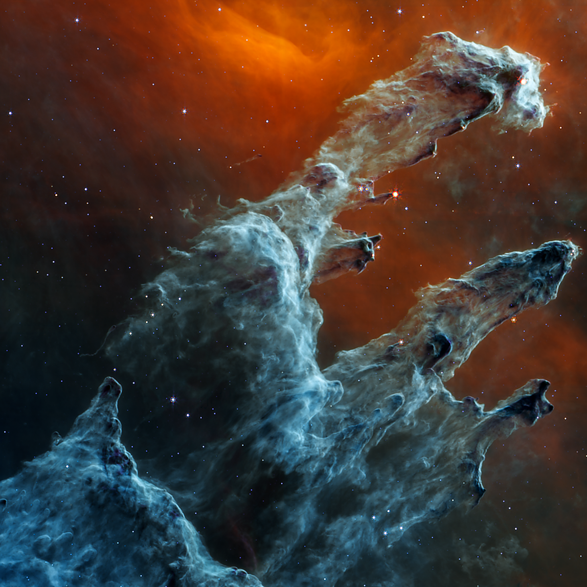 El Webb revela una nueva y 'fantasmagórica' imagen de los Pilares de la Creación