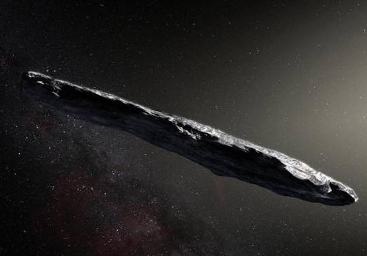 Recreación artística del viajero interestelar bautizado como Oumuamua