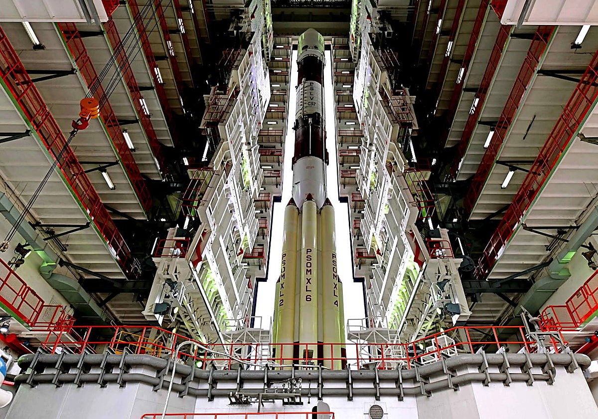 Preparativos para el lanzamiento del Aditya L1 en Sriharikota, Andhara Pradesh