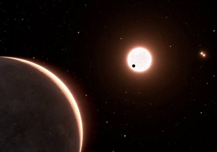 En la ilustración, LTT 1445 Ac, un planeta similar a la Tierra a sólo 22 años luz de distancia