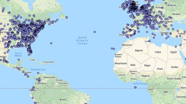 Mapa de los casos de zumbido