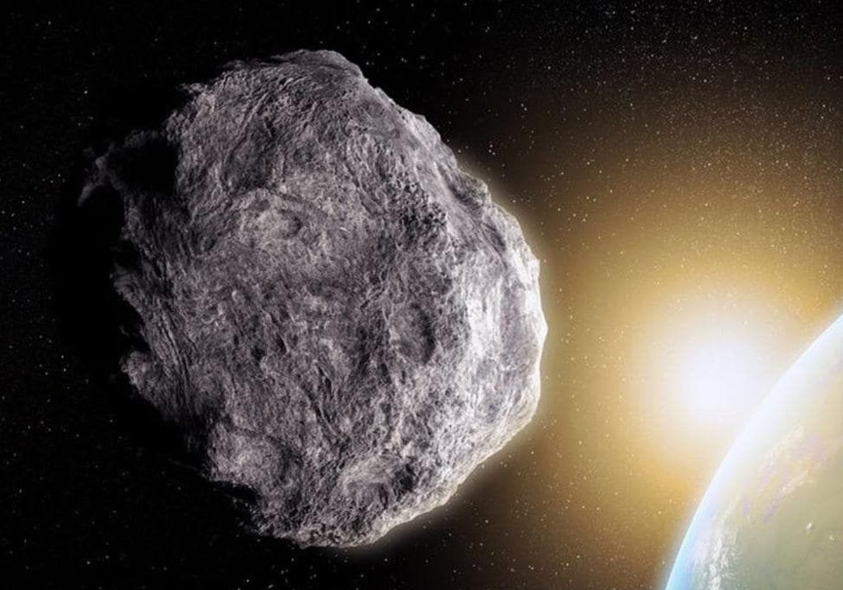 Ilustración de un asteroide acercándose a la Tierra