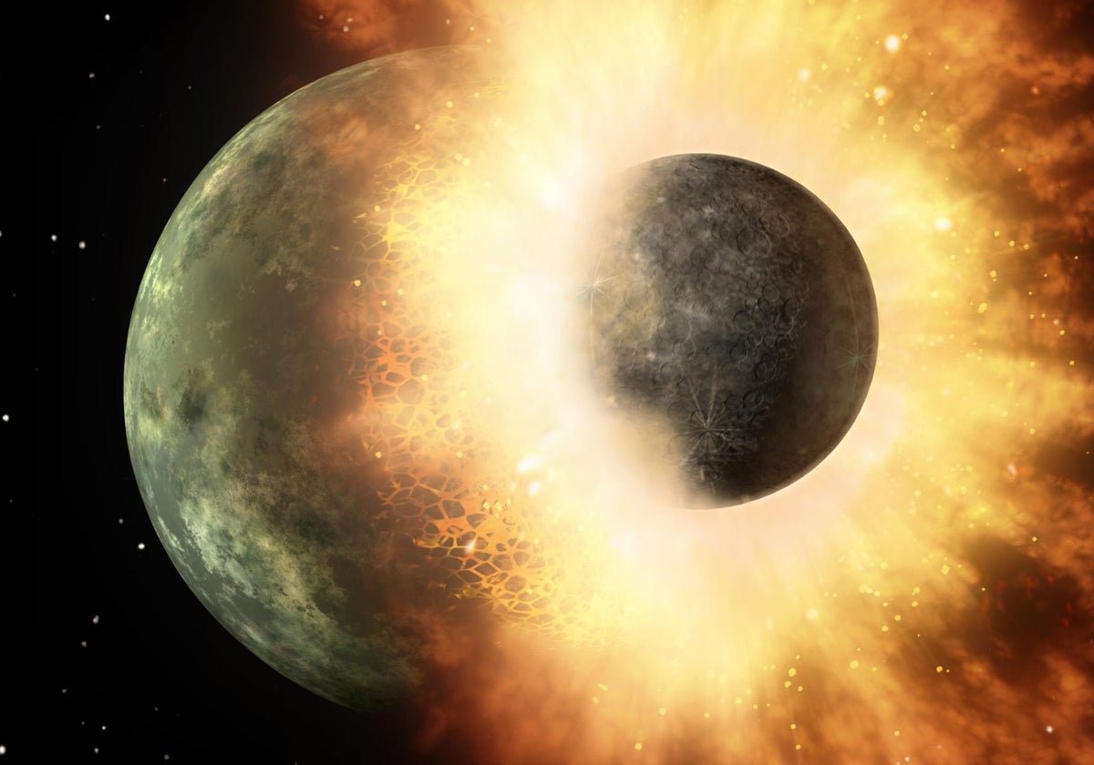 Theia, un protoplaneta del tamaño de Marte, chocó con la Tierra y de sus escombros se formó la Luna