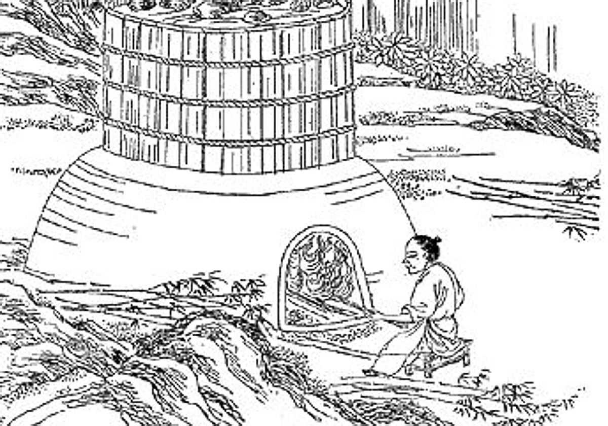 Grabado chino representando a Cai Lun