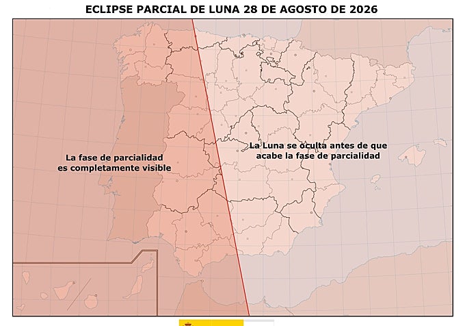 Esquema de dónde se podrá observar la parcialidad del eclipse lunar del próximo 28 de agosto.