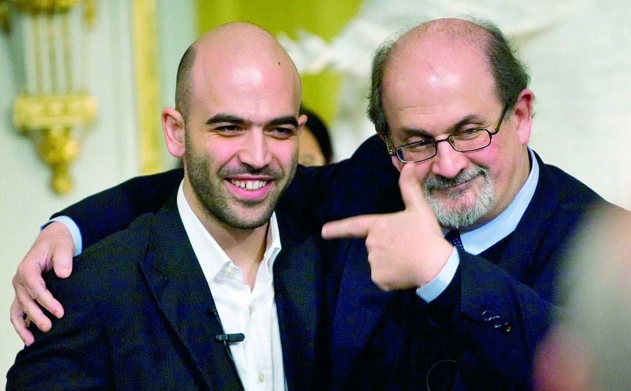 Roberto Saviano y Salman Rushdie, retratados en 2008