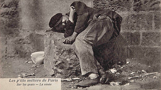 Eugène Atget. 'En las orillas. La siesta. Los pequeños oficios de París'. Copia de época de 1904