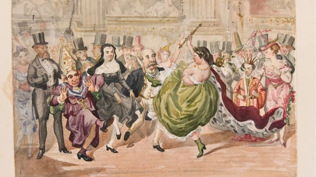 'El carnaval', acuarela que forma parte de 'Los Borbones en pelota', de 1868