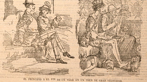 'El principio y el final de un viaje en un tren de gran velocidad', de Francisco Ortego, publicado en 'El Cascabel' en 1866