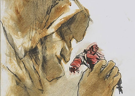 Imagen secundaria 1 - En las imágenes, algunos de los dibujos de Levallois con Goya y Hellboy como protagonistas