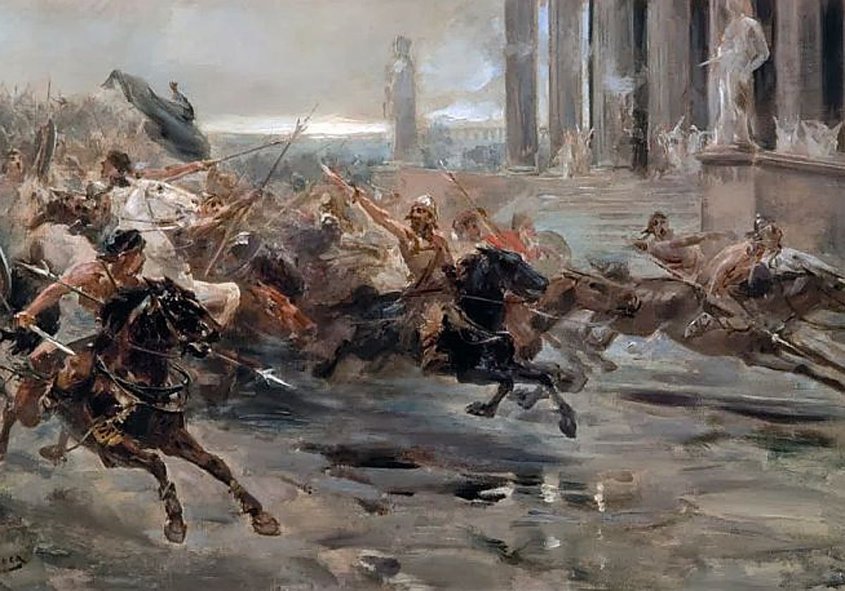 La entrada de los hunos en Roma, por Ulpiano Checa