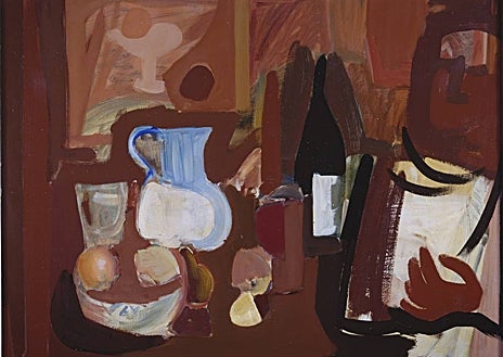 Imagen secundaria 1 - Arriba, 'Las frutas rojas' (1967). Sobre estas líneas, de izquierda a derecha, 'Sin título' (1930) y 'Naturaleza muerta' (1924) 