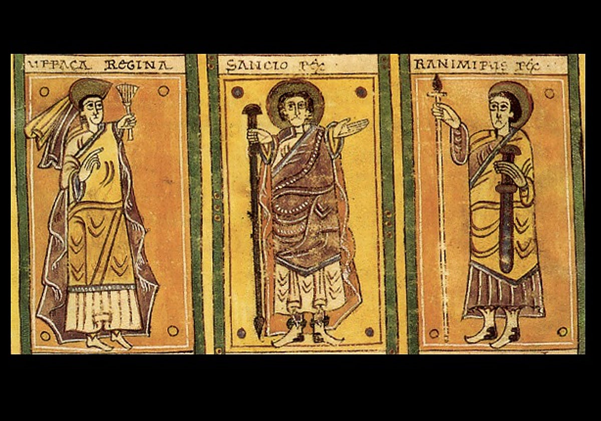 Detalle del Códice Albeldense con el retrato de los reyes Sancho II Abarca y Urraca