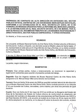 Imagen - Prórroga suscrita en 2018, la segunda después de la de 2013, con la que Borja-Villel se ha mantenido diez años como director del centro al margen de la ley