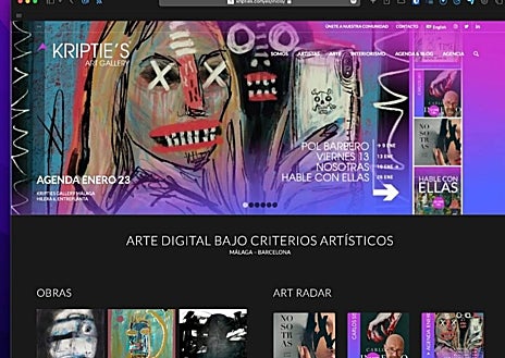 Imagen secundaria 1 - Arriba, Fernando Carmona, galerista de Kripties. Sobre estas líneas, su web y su espacio