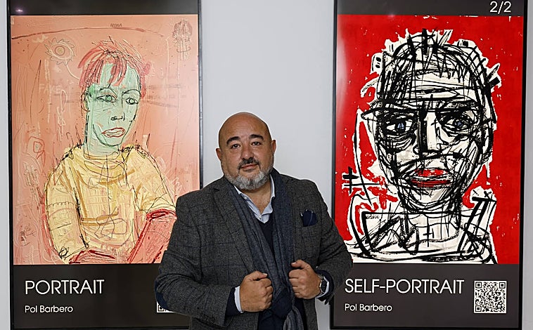 Imagen principal - Arriba, Fernando Carmona, galerista de Kripties. Sobre estas líneas, su web y su espacio