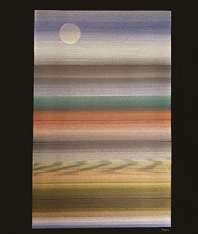 Imagen secundaria 2 - Sobre estas líneas, fragmento de 'Homenaje a Fra Angelico' (1962) y 'Atardecer en verano' (h. 1964-65). Gouache y lápiz sobre papel negro. 65 x 50 cm. Arriba, 'Órgano' (h. 1968). Acero cromado. 36.5 cm x 60 cm