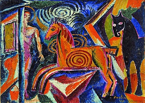 Imagen secundaria 1 - Arriba, una obra de Leonora Carrington. Abajo, arte ucraniano de vanguardia y trabajos de Margarita Azurdia