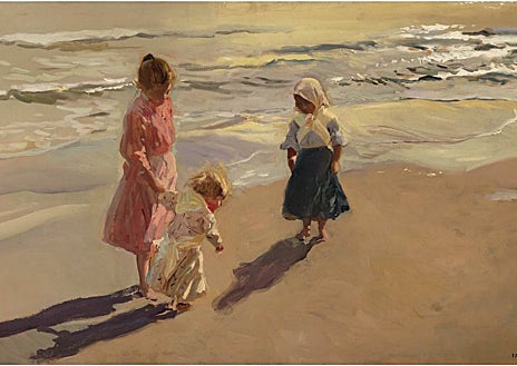 Imagen secundaria 1 - Arriba, 'Hércules en reposo' de Carracci (Caylus). Sobre estas líneas, a la izquierda, 'Muchachas en la playa', de Sorolla (Artur Ramon). A la derecha, retrato pintado por Sánchez Coello (Colnaghi) 