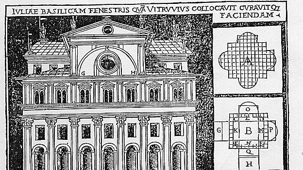 Diseño del plano de la Basílica de Vitruvio