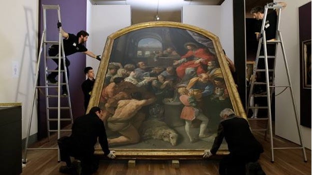 Instalación en el Prado de la monumental pintura 'El triunfo de Job', préstamo excepcional de la catedral de Notre-Dame de París