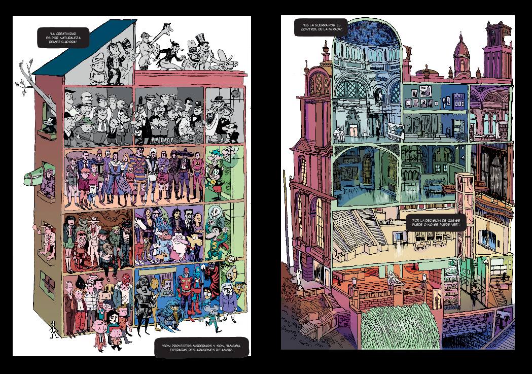 Los museos, dicen Carrión y Sagar, siempre han sido tebeos. Compartimentos y viñetas que explican historias a la manera del 13 rue del Percebe de Picasso y en los que la creatividad se remezcla a sí misma. 