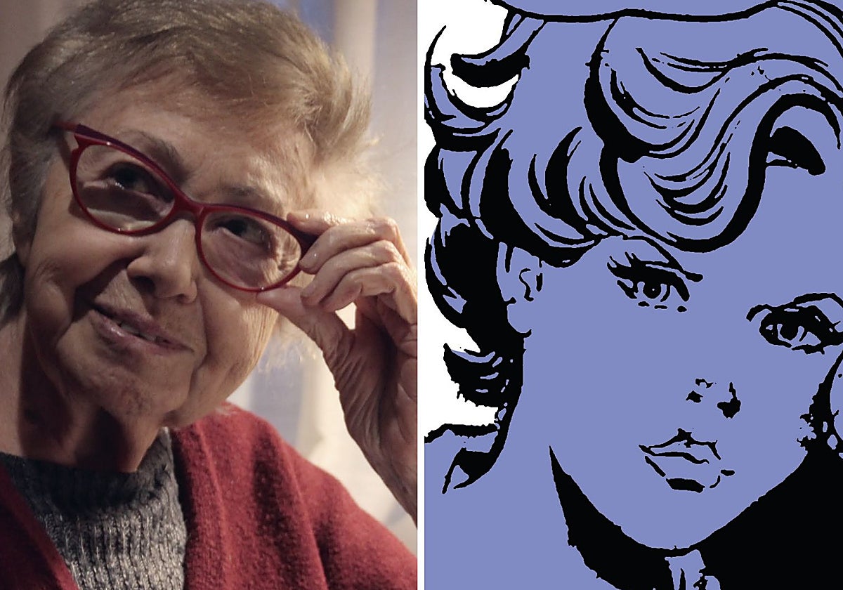 Trini Tinturé junto a uno de sus personajes femeninos