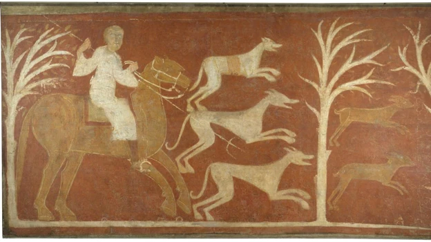 One of the wall paintings of San Baudelio de Berlanga that are preserved in the Prado