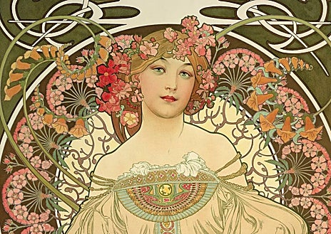 Imagen secundaria 1 - Mucha, fotografiado aquí en 1901 con los carteles  de Sarah Bernhardt, 
