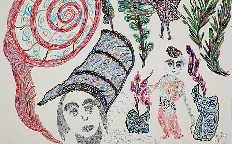 Imagen principal - En las imágenes, algunos de los dibujos de josefa Tolrà incluidos en la exposición barcelonesa del MNAC