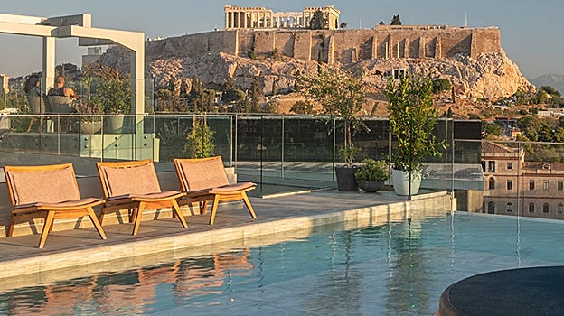 Vistas a la Acrópolis desde la azotea del hotel