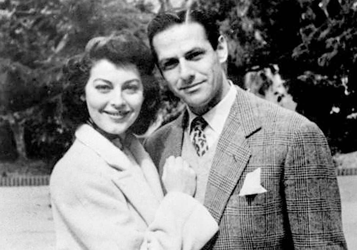 Mario Cabré y Ava Gardner durante el rodaje de la película 'Pandora y el holandés errante'