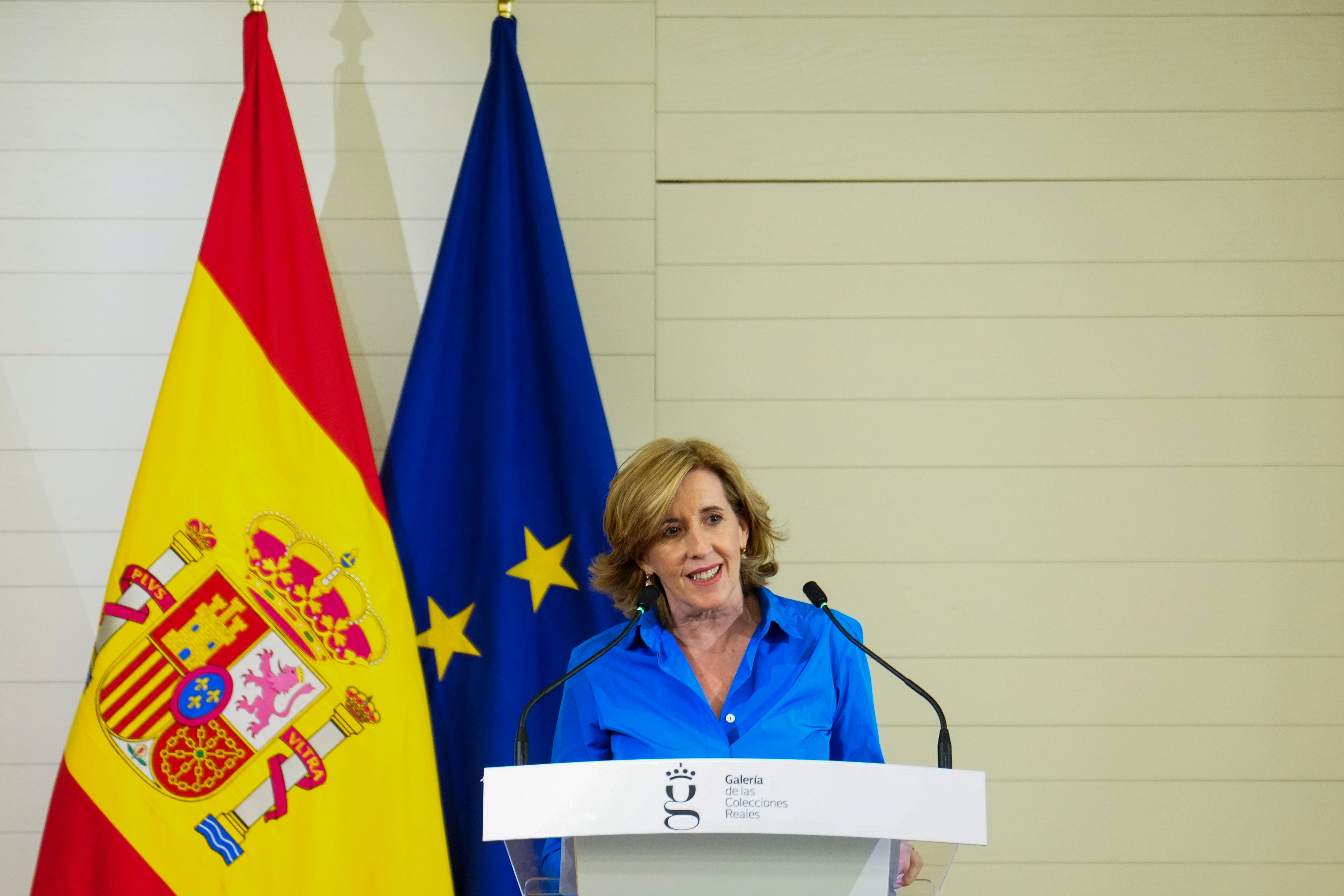 La presidenta del Consejo de Administración del Patrimonio Nacional, Ana de la Cueva, asiste a la inauguración de la Galería de las Colecciones Reales