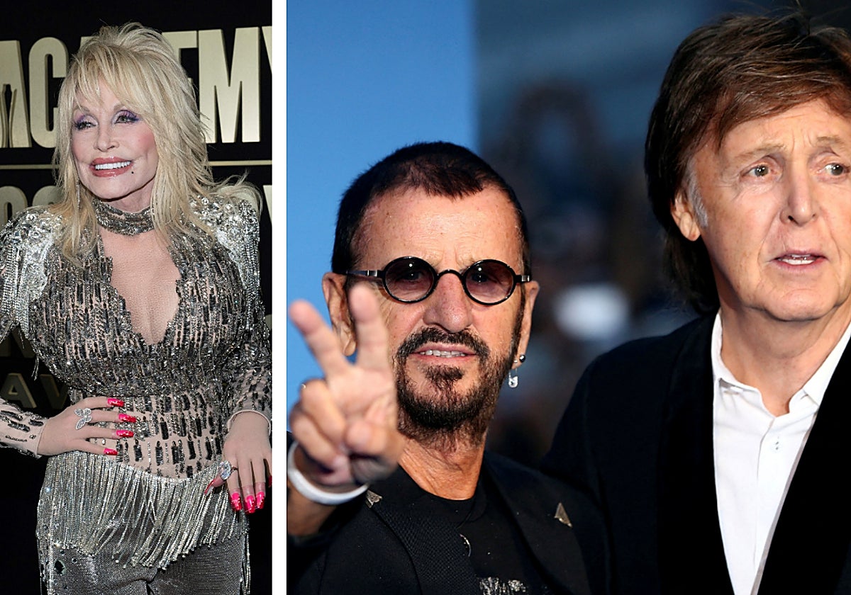 Dolly Parton, Ringo Starr y Paul McCartney, en dos fotografías de archivo