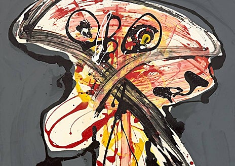 Imagen secundaria 1 - En la parte superior, 'Nu Paysage 2' (1980). Sobre estas líneas, de izquierda a derecha, 'Dame' y 'Cabeza'. Tres obras características en la producción de Antonio Saura presentes en su exposición de Opera Gallery