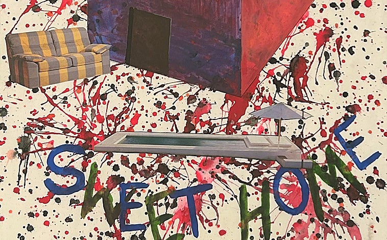 Imagen principal - Sobre estas líneas, 'Y. K. (Yves Klein). Un héroe confederal' (2005) y la escultura 'El ojo'. Arriba, detale de 'Sweet Home' (2006)