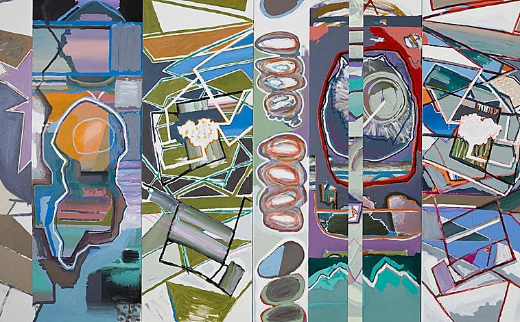 Imagen principal - Arriba, 'Lee Friedlander in the Sixties' (2008). Sobre estas líneas, 'Infinitivo de oso' y detalle del montaje de la muestra