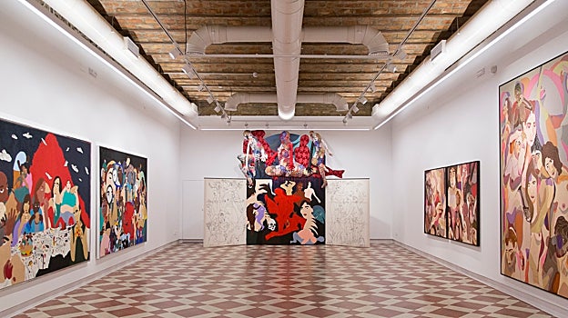 Detalle del montaje de la muestra malagueña de Ela Fidalgo