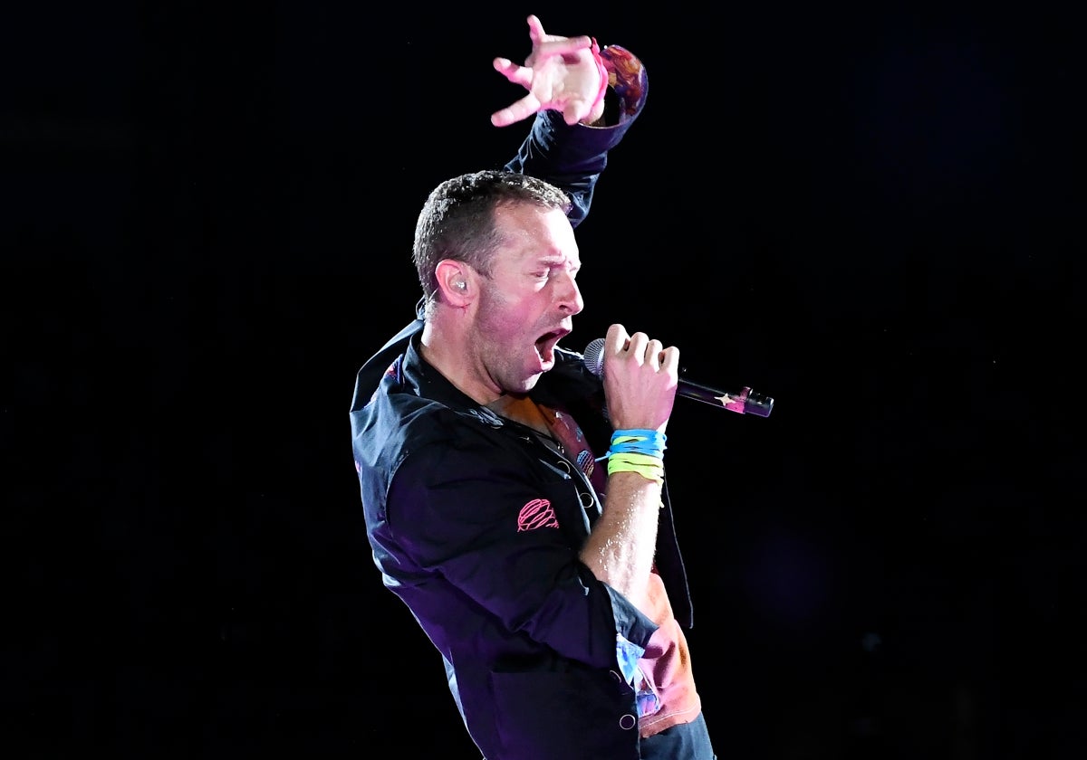 Chris Martin en su última actuación en Barcelona