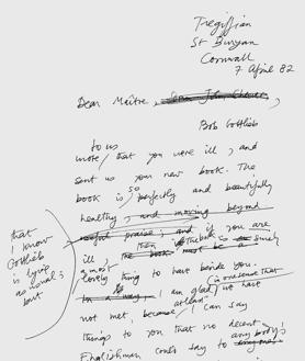 Imagen secundaria 2 - Arriba: Le Carré y Al Alvarez. «Al y yo nos echábamos a reír en cuanto estábamos a menos de dos metros de distancia.». Izquierda: Boceto de su colega del MI5 John Bingham por le Carré. Derecha: Carta a John Cheever