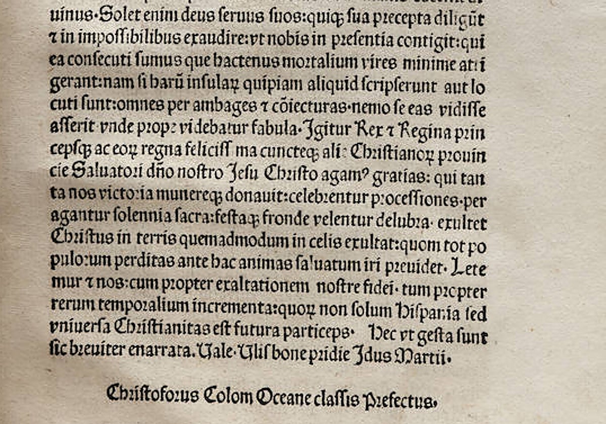 Subastan la edición más antigua de la carta de Colón en la que anunciaba a los Reyes Católicos el descubrimiento del Nuevo Mundo