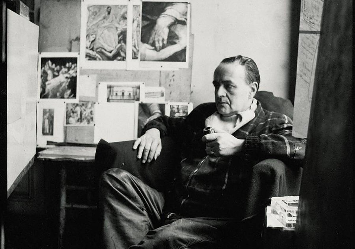 Luis Fernández en su estudio de la rue de Vaugirard, 1957