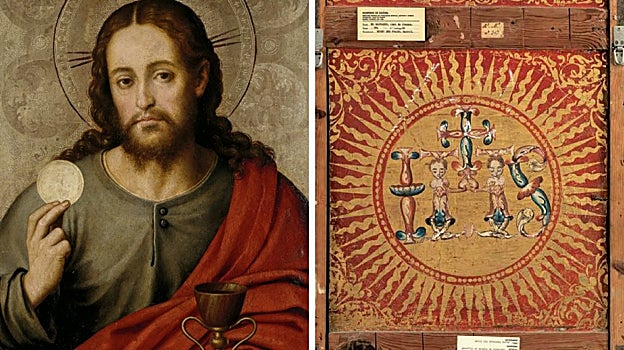 'El Salvador con la Eucaristía', de Juan de Juanes (anverso y reverso)